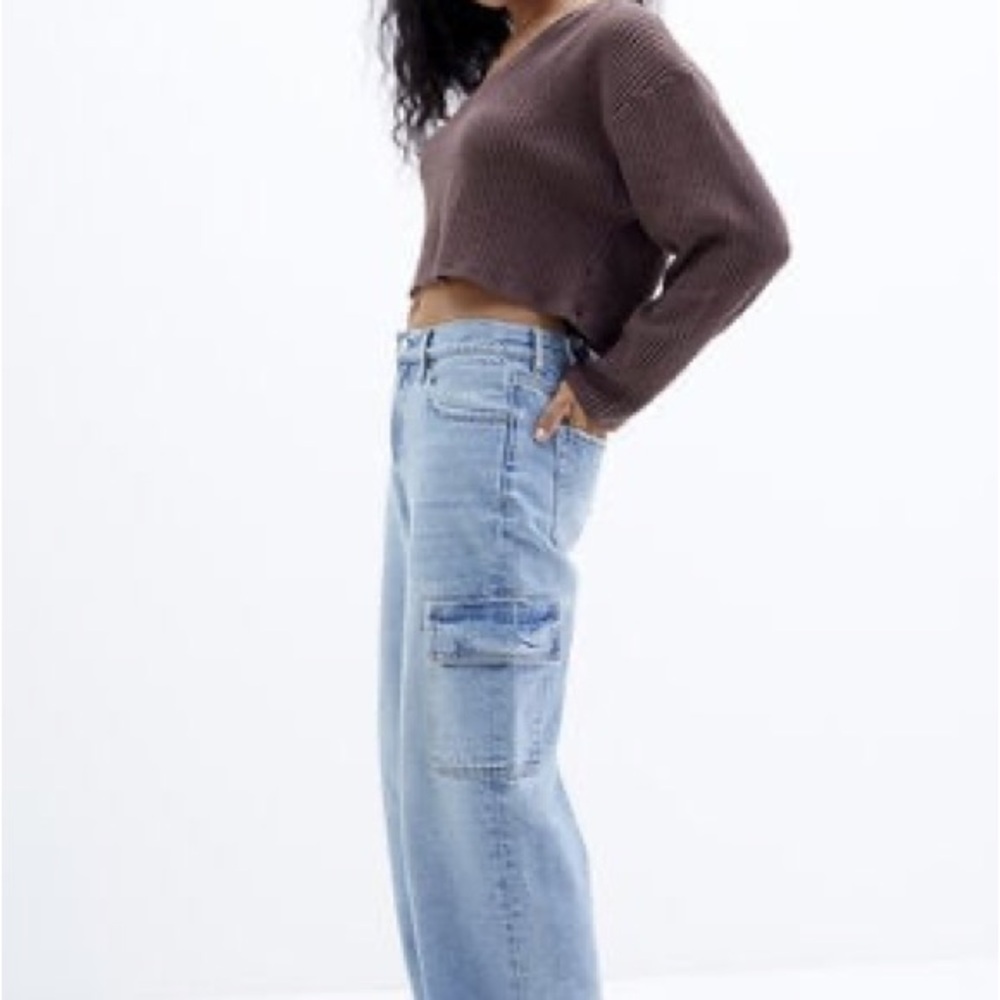 PacSun Lena Medium Indigo Low Rise Super Baggy Cargo Jeans